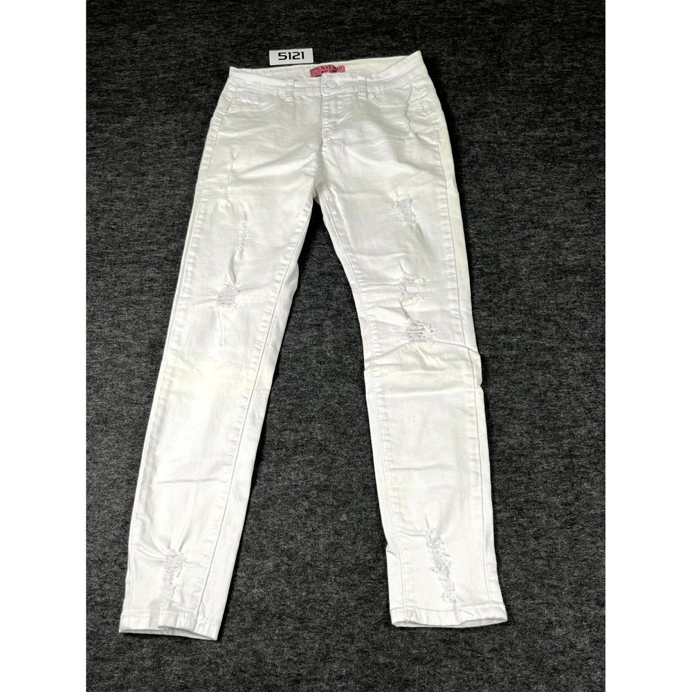 Wax Jean But I Love Youโ Womens 3/26 White Denim Stretch Light Wash Distressed